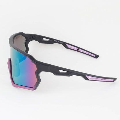 Gradient Curved Shield Sunglasses Black and Pink Side