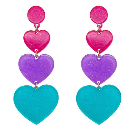 MultiColor Heart Drop Earrings