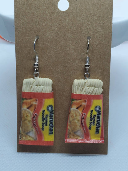 Maruchan Inspired Noodle Earrings Orange 2