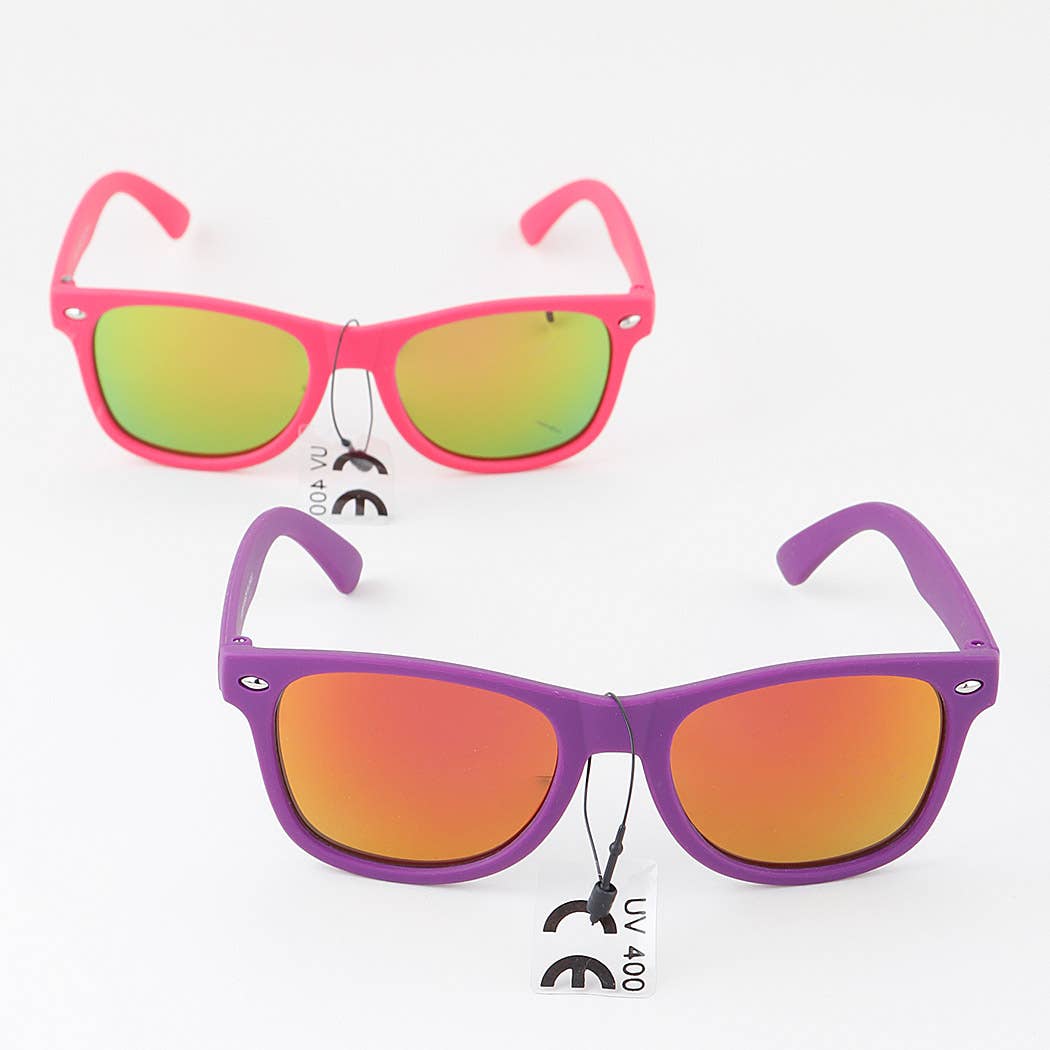 Children's Bright Matte Mirrored Sunglasses Pink and Purple