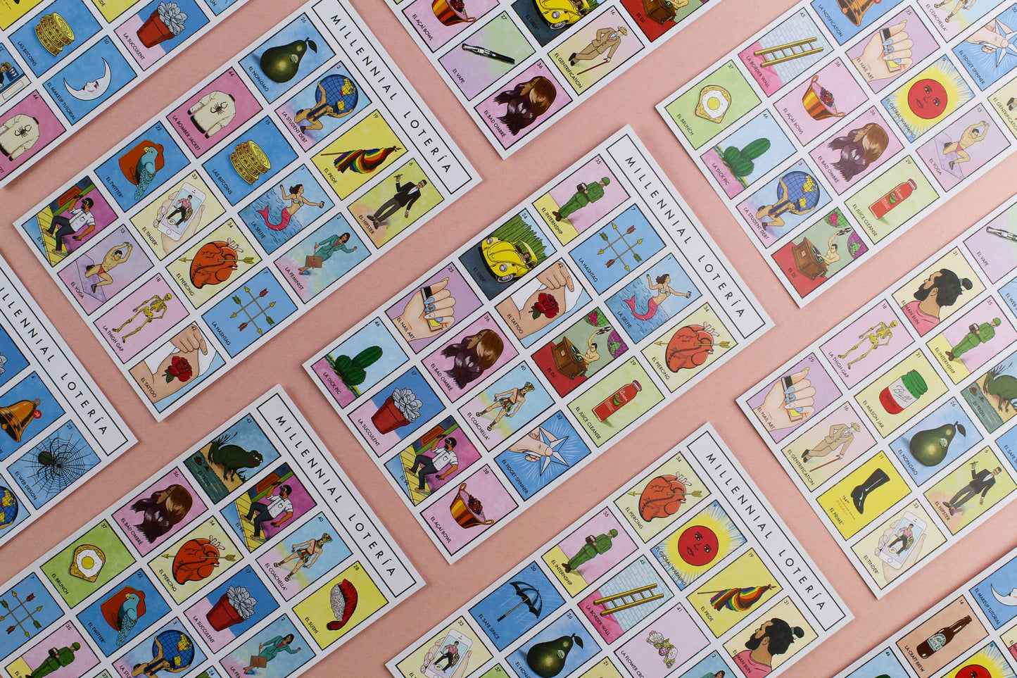 Millennial Lotería Board Game boards