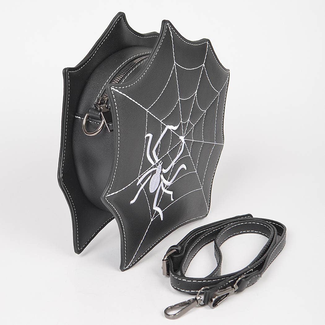 black spiderweb purse side