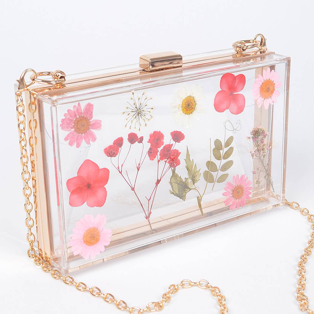 Clear Pressed Flower Purse Side Pink