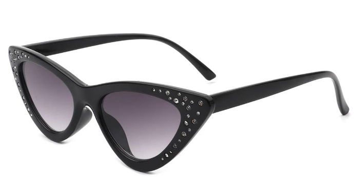 rhinestones in cat eye sunglasses vintage black