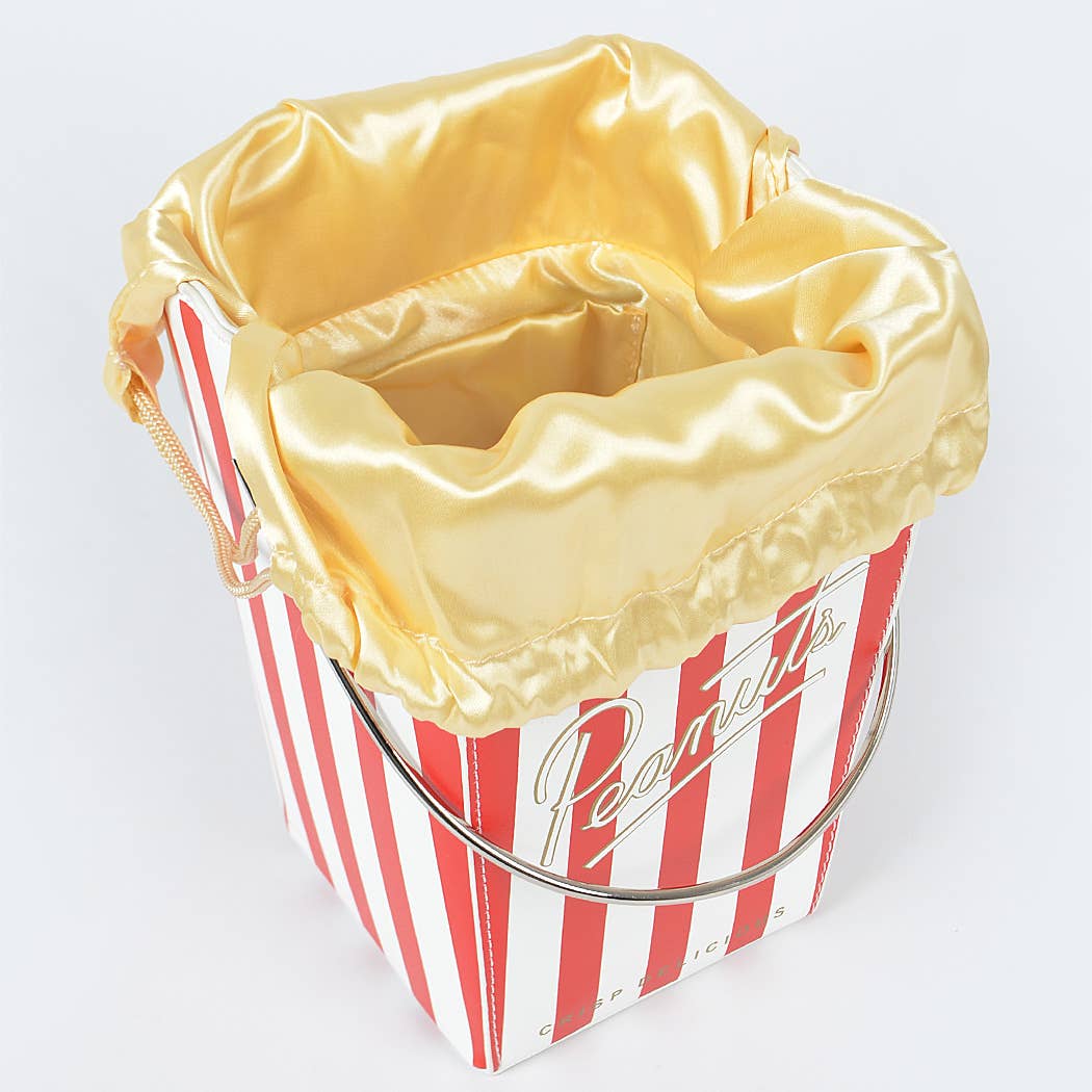 Red Popcorn Bucket Purse Open