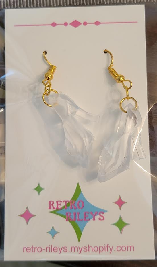 clear barbie shoes earrings