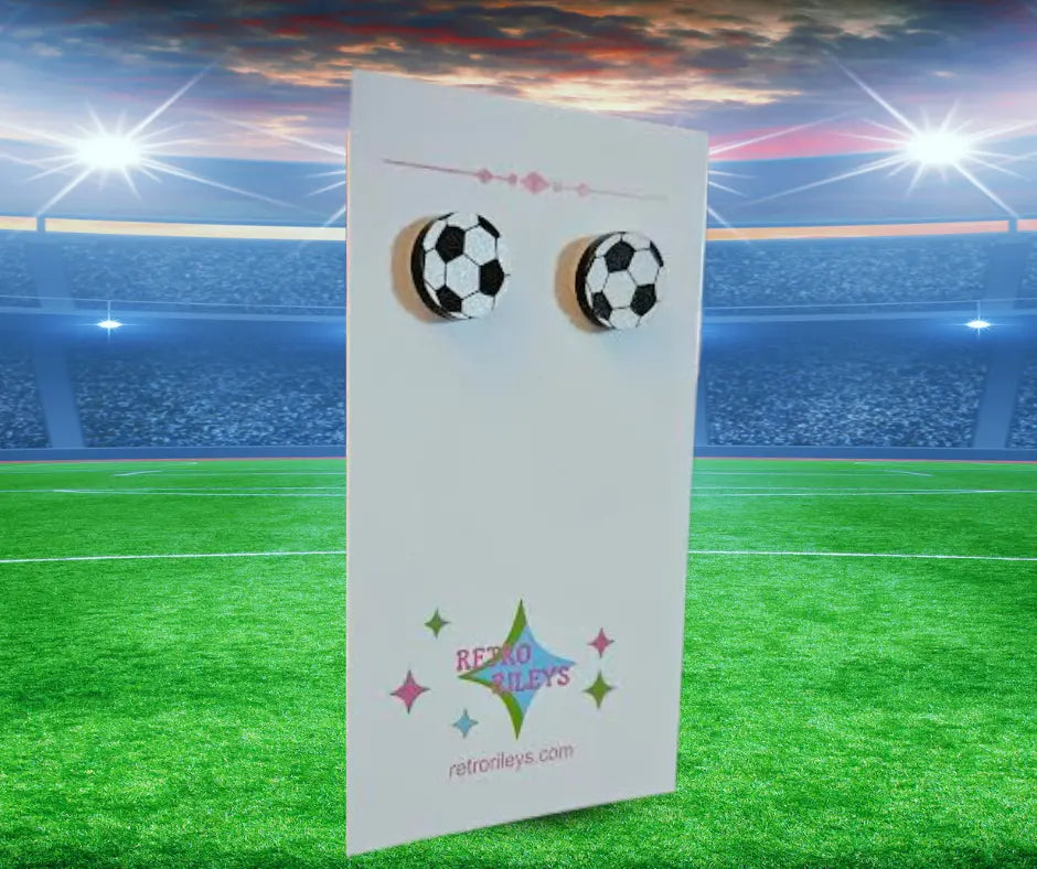 Round Soccer Stud Earrings Side