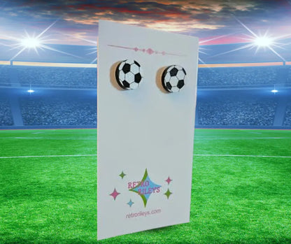 Round Soccer Stud Earrings Side