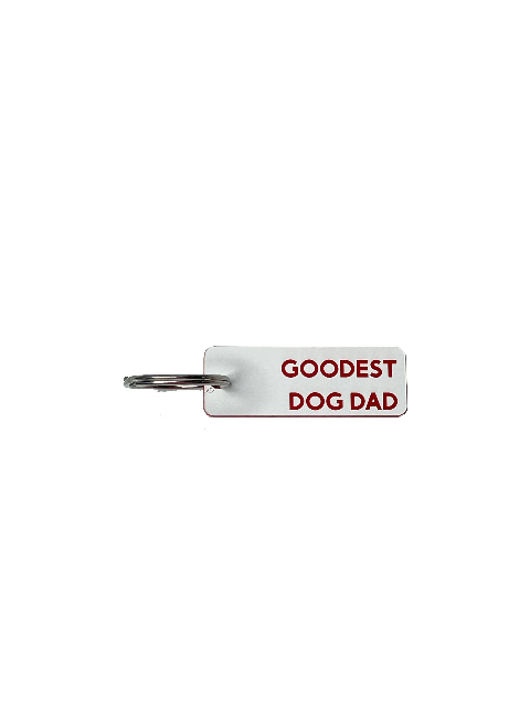 "Goodest Dog Dad" Keychain White and Red