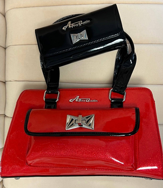 Red Glitter Purse with Shiny Black Wallet