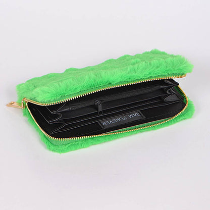 Neon Furry Wallet Green Open