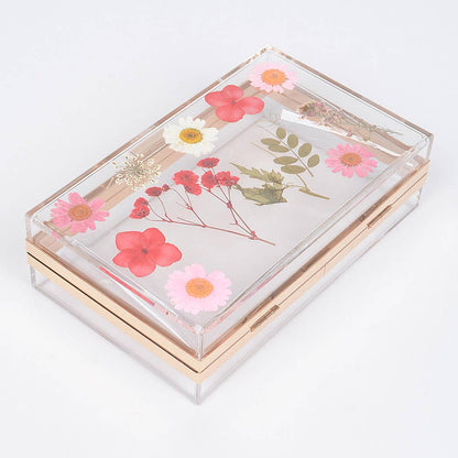 Clear Pressed Flower Purse Lying Down Pink