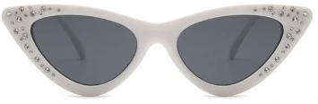 rhinestones in cat eye sunglasses vintage white