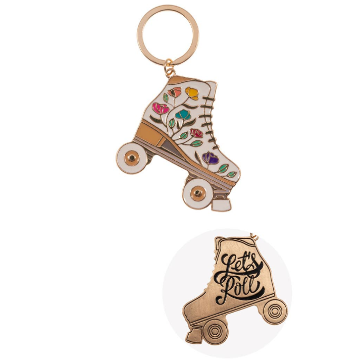 Floral Roller Skate Keychain White