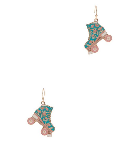 Floral Roller Skate Earrings Turquoise