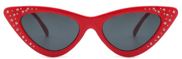 rhinestones in cat eye sunglasses vintage red