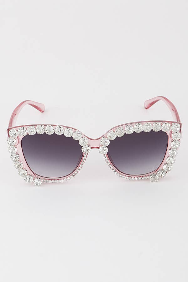 jeweled square gem children's sunglasses pink
