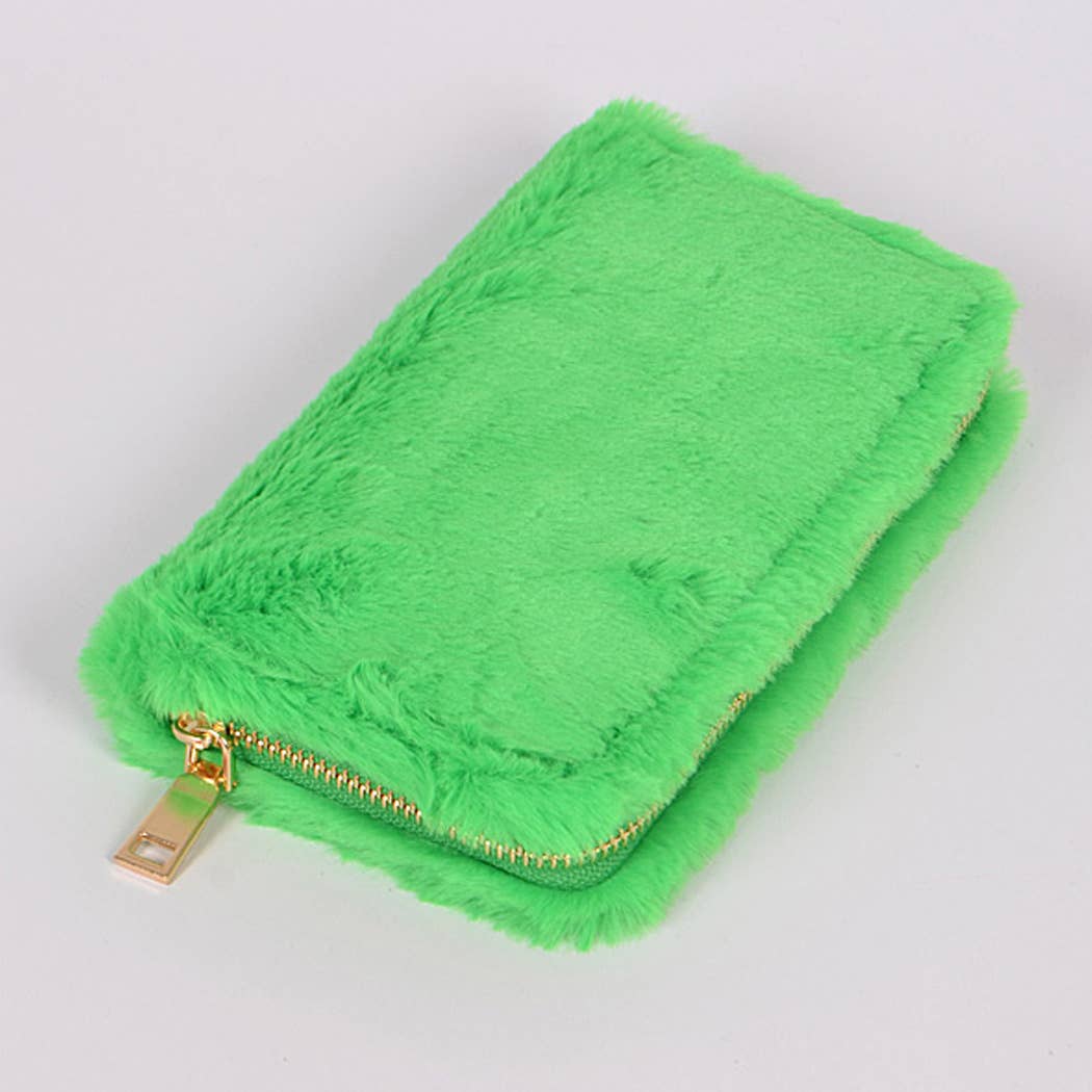 Neon Furry Wallet Green Lying Down