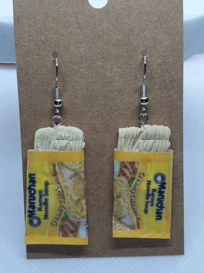 Maruchan Inspired Noodle Earrings Yellow