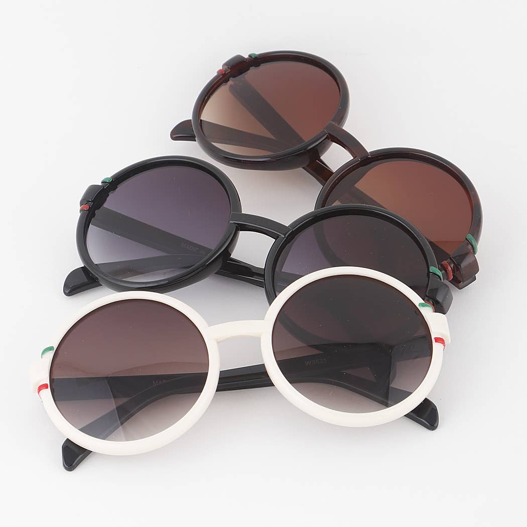 Double Striped Round Sunglasses All Colors