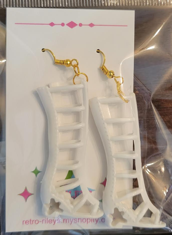 white barbie shoes earrings