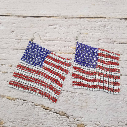 American Flag Earrings Flattened