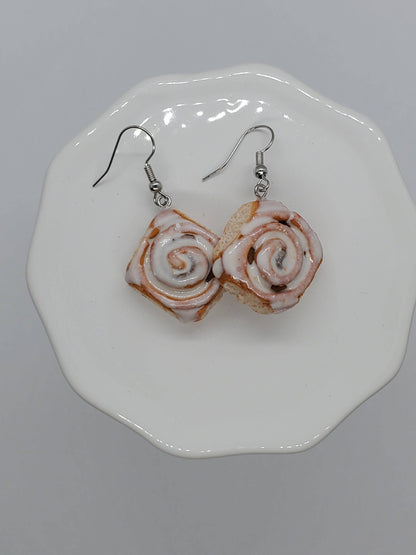 Realistic Cinnamon Roll Earrings Top View 2