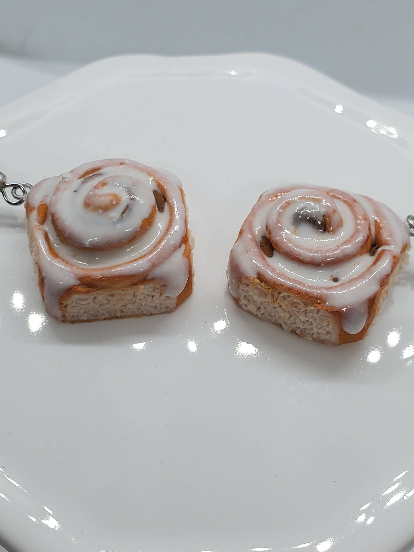 Realistic Cinnamon Roll Earrings Top View