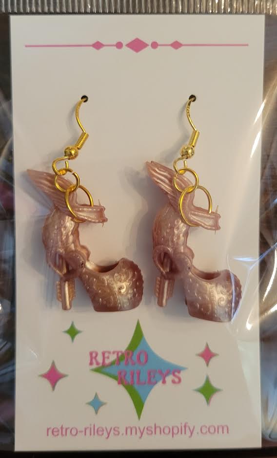 gold barbie shoes earrings