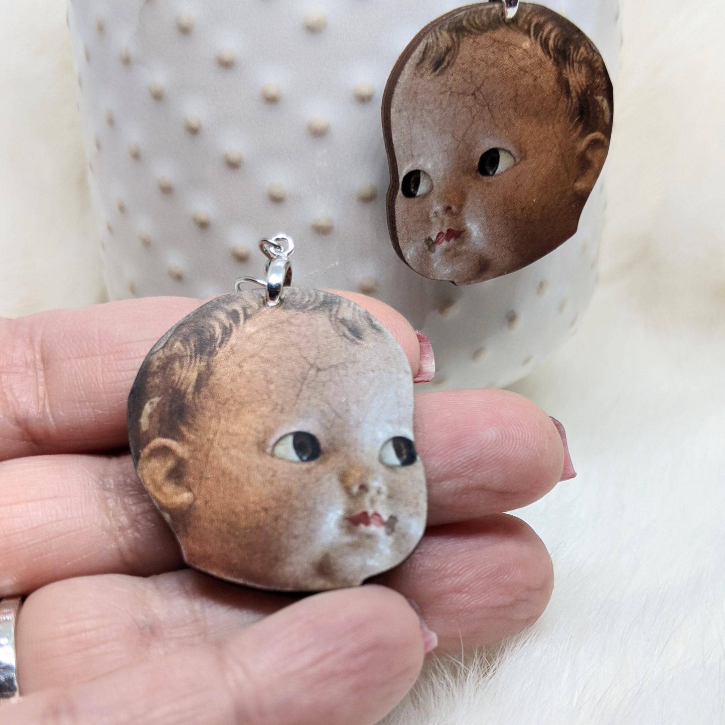 Creepy Lisa Doll Head Earrings