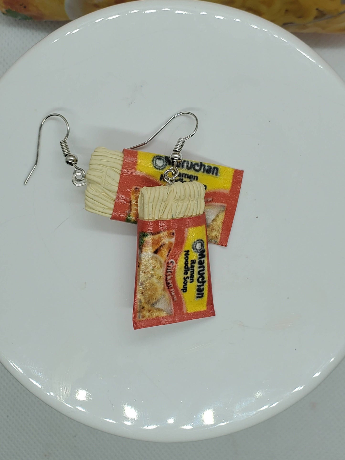 Maruchan Inspired Noodle Earrings Orange