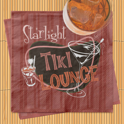 Starlight Tiki Lounge Cocktail Beverage Napkins with Drink