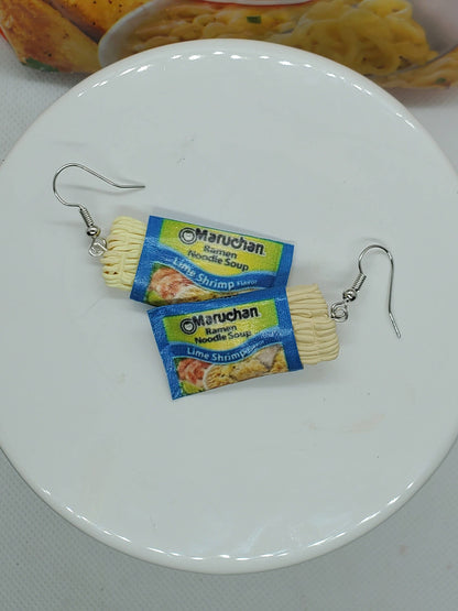 Maruchan Inspired Noodle Earrings Blue 2