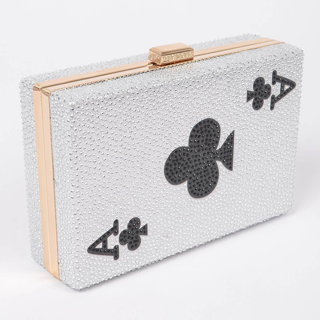 ace of clubs bedazzled purse clutch side