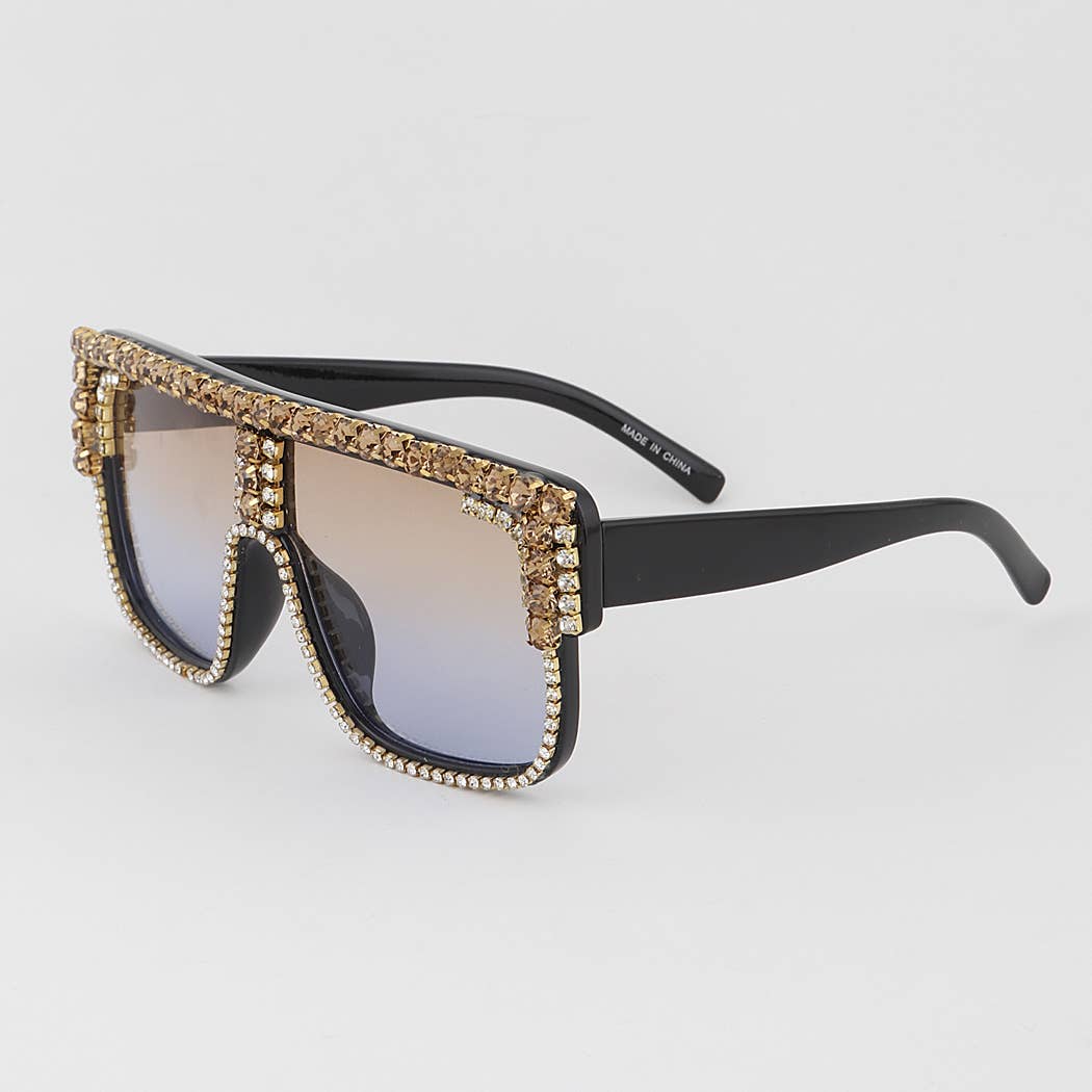 Bejeweled Shield Sunglasses Front Side