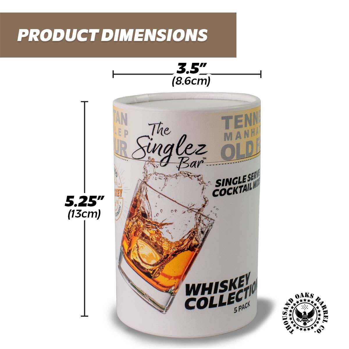 Singlez Bar Whiskey Collection (5-Pack) Single Serve Mixers measurements