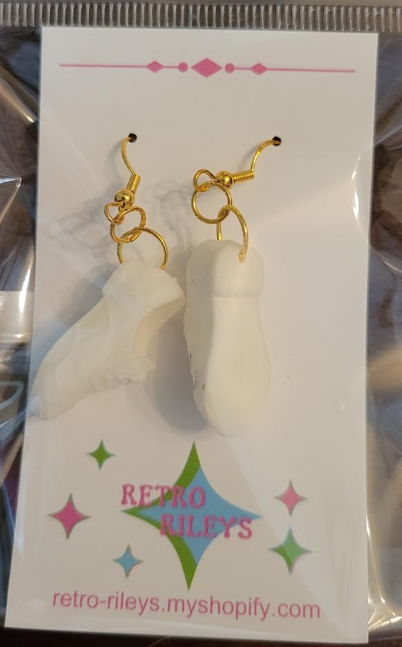 white barbie sneakers earrings