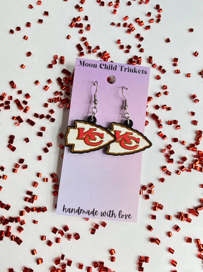 Wooden KC Chiefs Logo Earrings