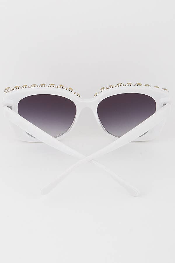 jeweled square gem children's sunglasses white