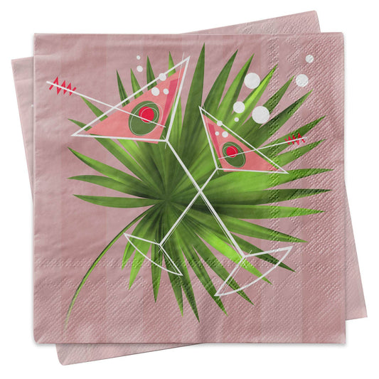 Martini Palm Cocktail Beverage Napkin