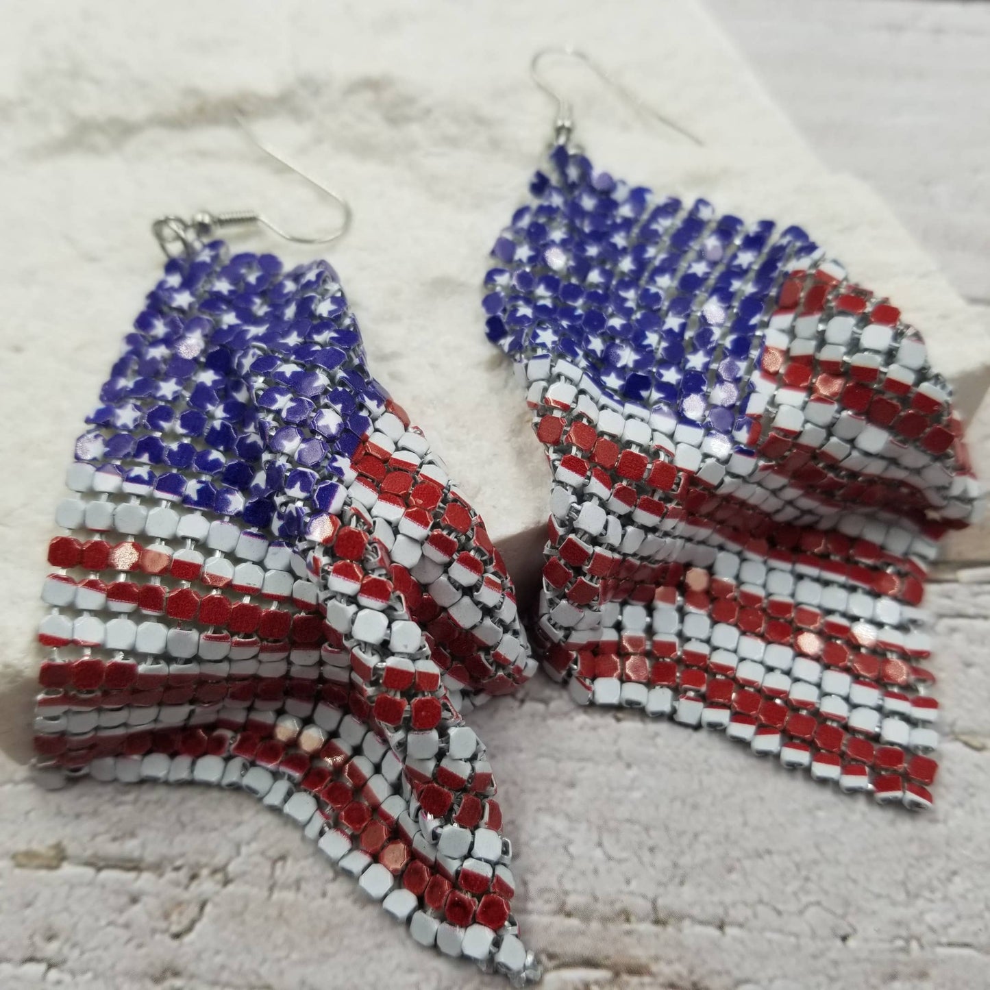 American Flag Earrings Angled