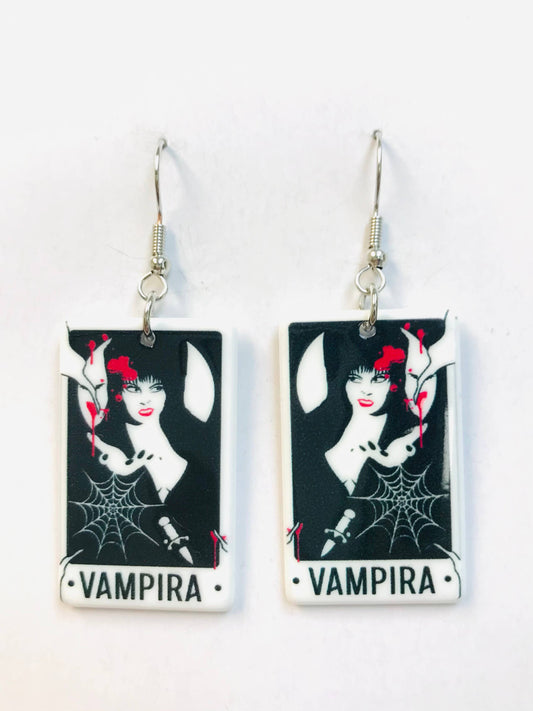 Vampira Tarot Card Earrings