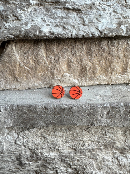 Basketball Round Stud Earrings Stone Background