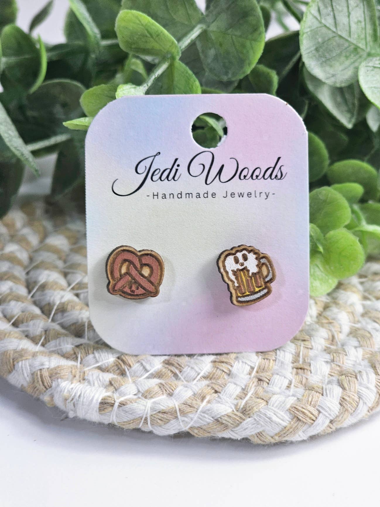 Beer and Pretzel Stud Earrings