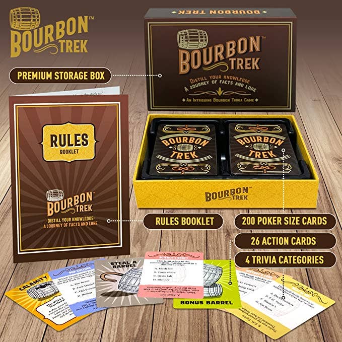 Bourbon Trek Trivia Game What's Inside