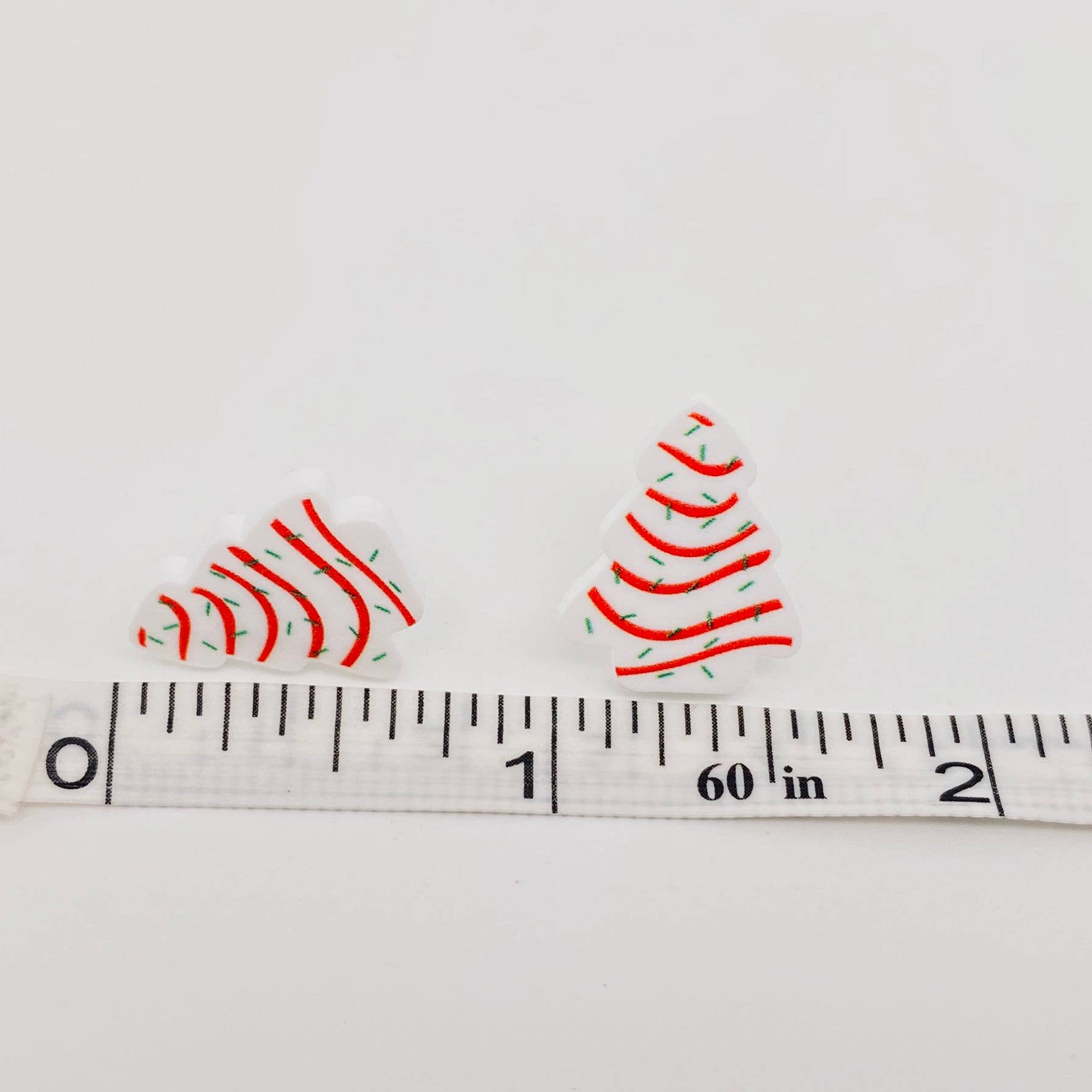 Christmas Tree Cake Stud Earrings Measurement