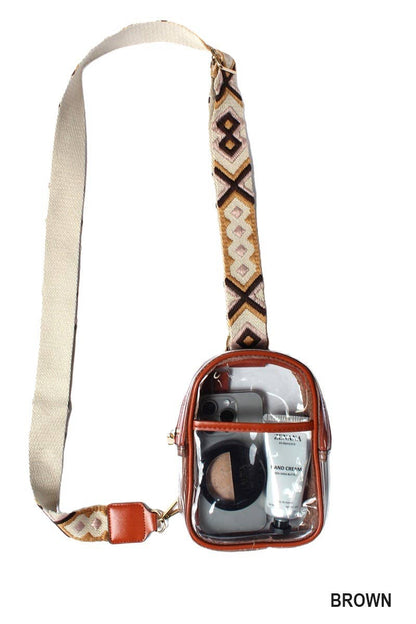 Clear Guitar Strap Shoulder Bag Brown