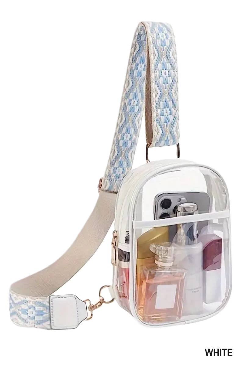 Clear Guitar Strap Shoulder Bag White