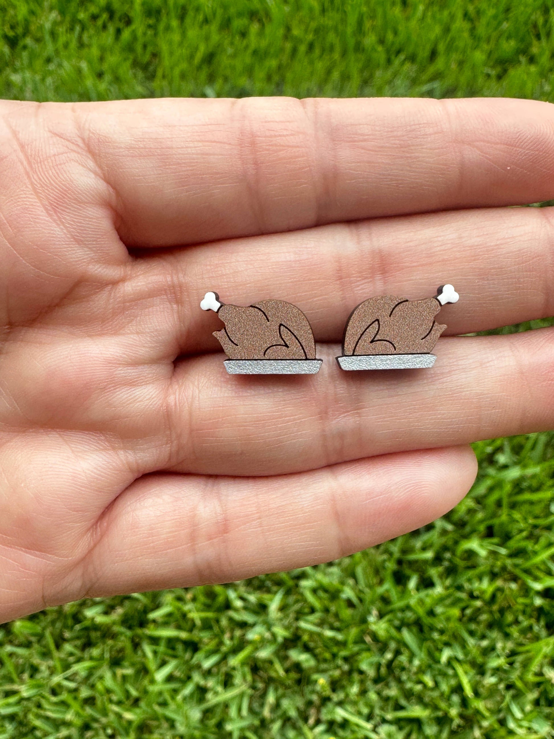 Cooked Turkey Stud Earrings in Hand