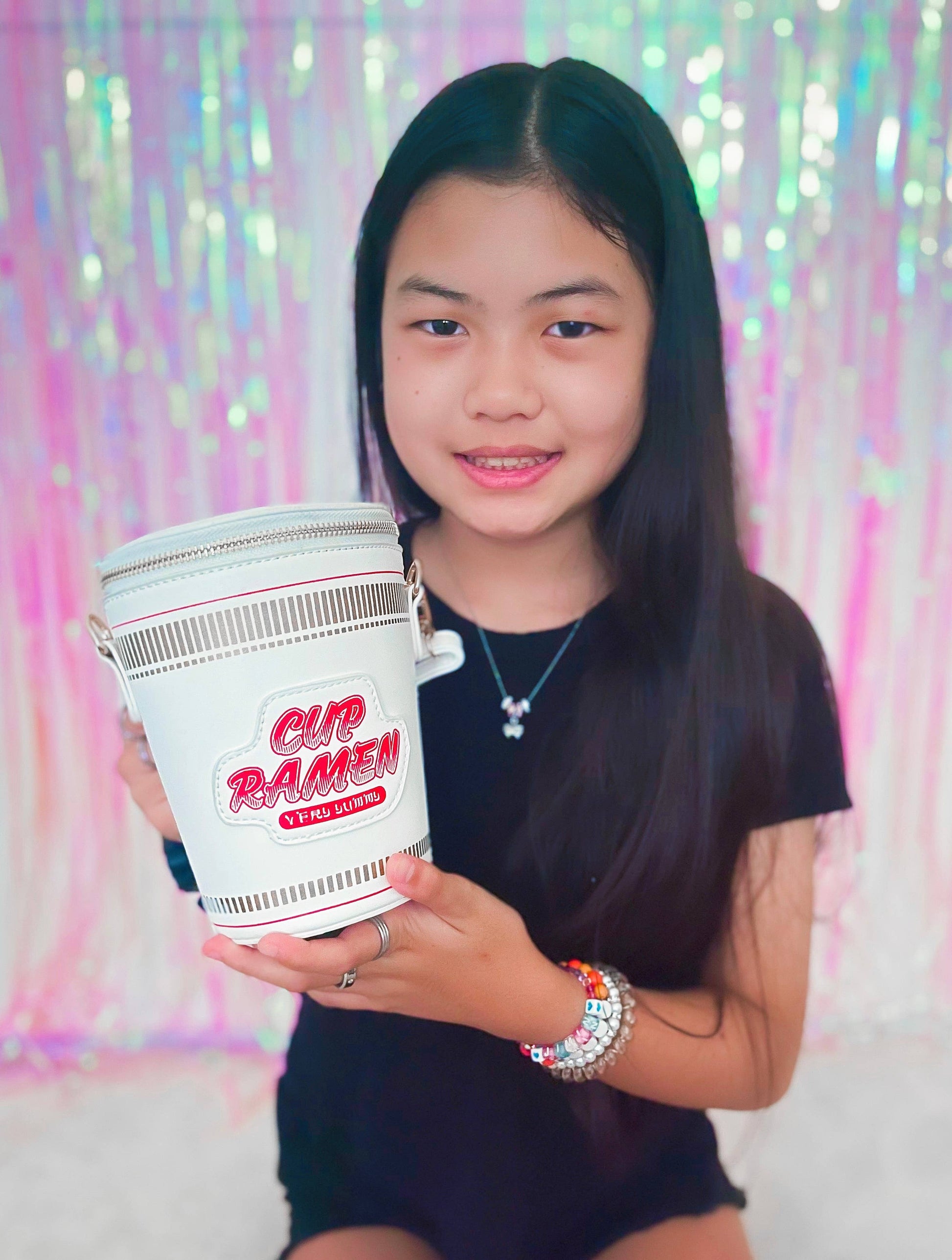 Girl Holding Cup of Noodles Purse